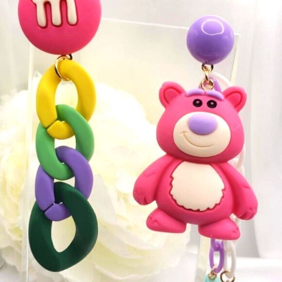 Vintage Jewelry - Brand New Funny Pink Bear Earrings